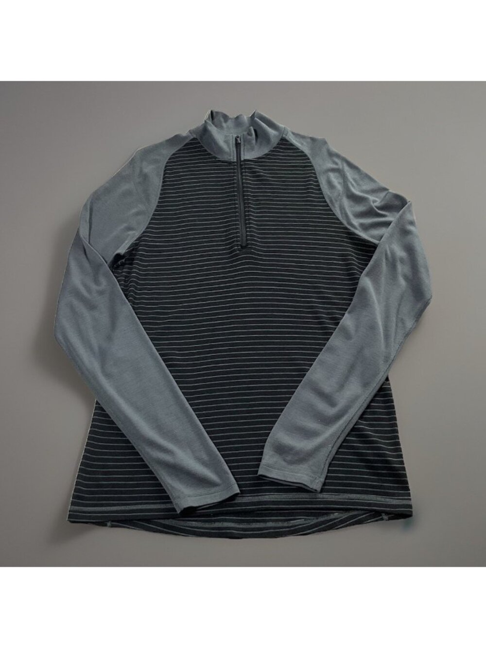 Smartwool Mens Quarter Zip Merino Striped Pullover XL Black Grey Outdoors